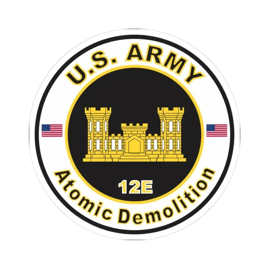 MOS 12E Atomic Demolition Decal Sticker (U.S. Army) STICKER Vinyl Kiss-Cut Decal 3 Inch White - The Sticker Space
