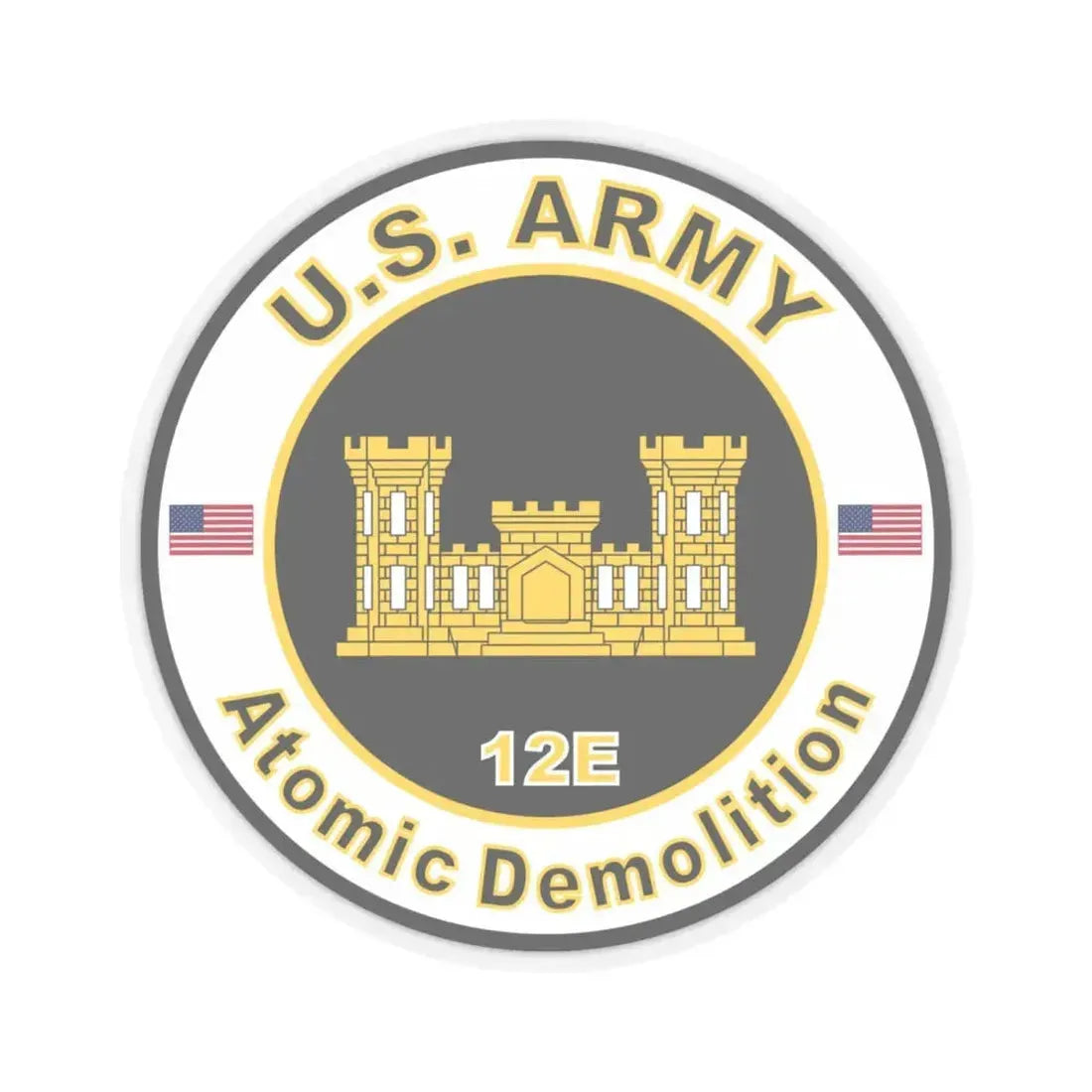 MOS 12E Atomic Demolition Decal Sticker (U.S. Army) STICKER Vinyl Kiss-Cut Decal 6 Inch Transparent - The Sticker Space