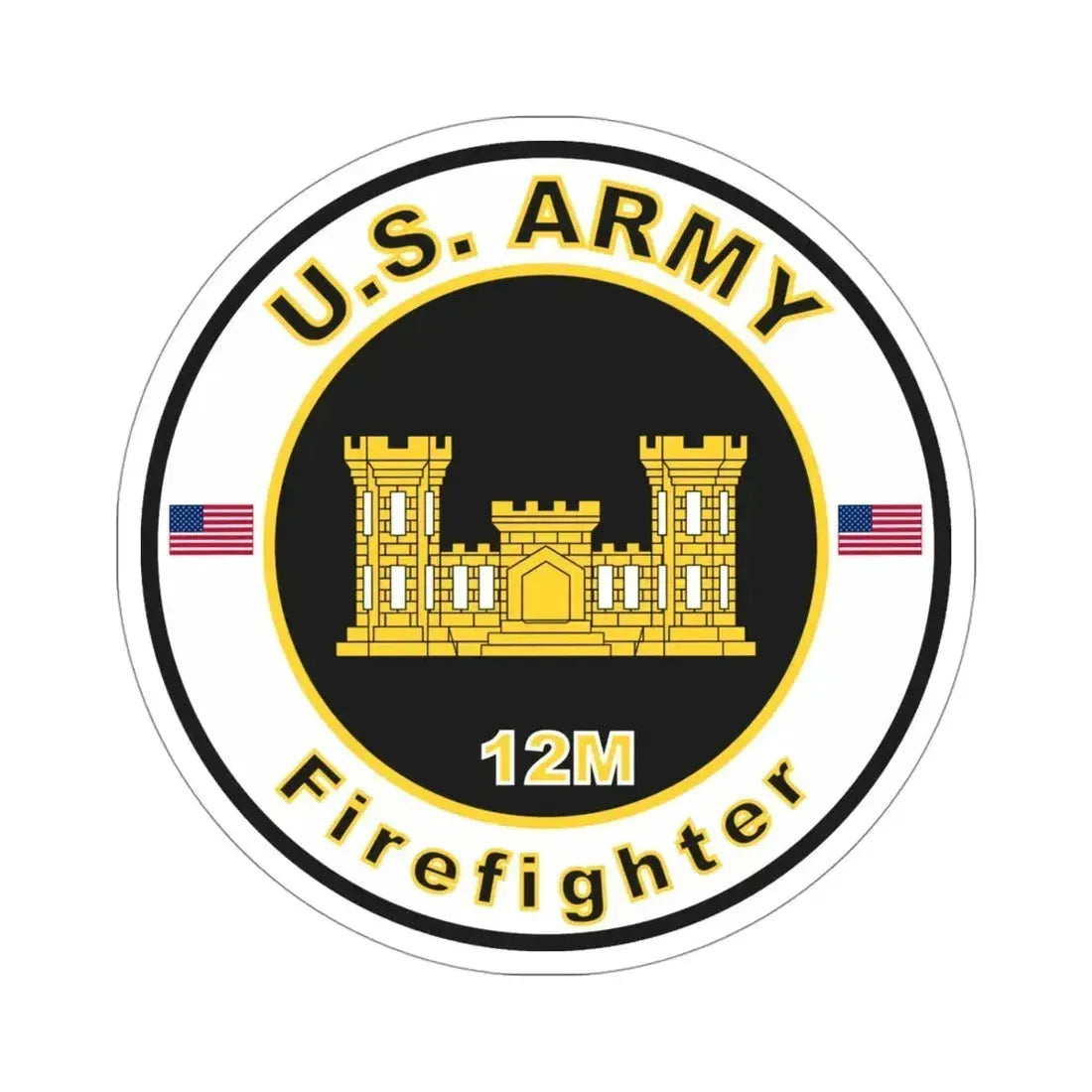 MOS 12M Firefighter (U.S. Army) STICKER Vinyl Die-Cut Decal 4 Inch - The Sticker Space