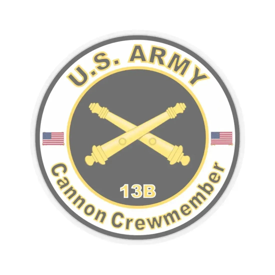 MOS 13B Cannon Crewmember (U.S. Army) STICKER Vinyl Kiss-Cut Decal 2 Inch Transparent - The Sticker Space