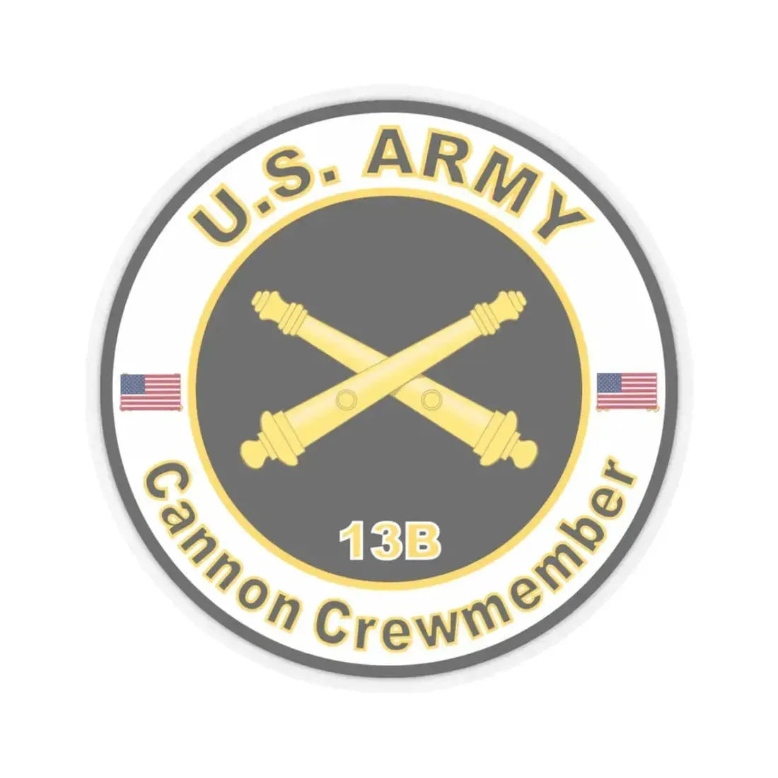 MOS 13B Cannon Crewmember (U.S. Army) STICKER Vinyl Kiss-Cut Decal 3 Inch Transparent - The Sticker Space