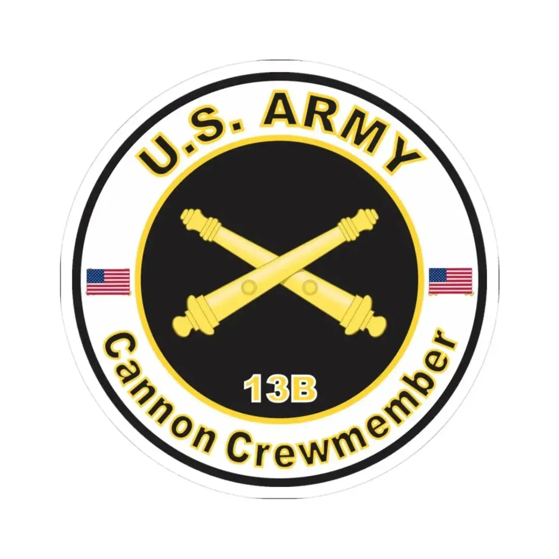 MOS 13B Cannon Crewmember (U.S. Army) STICKER Vinyl Kiss-Cut Decal 3 Inch White - The Sticker Space