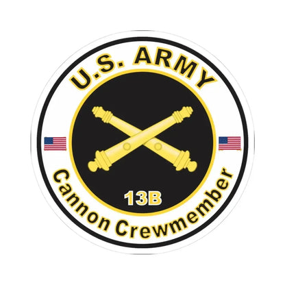 MOS 13B Cannon Crewmember (U.S. Army) STICKER Vinyl Kiss-Cut Decal 3 Inch White - The Sticker Space