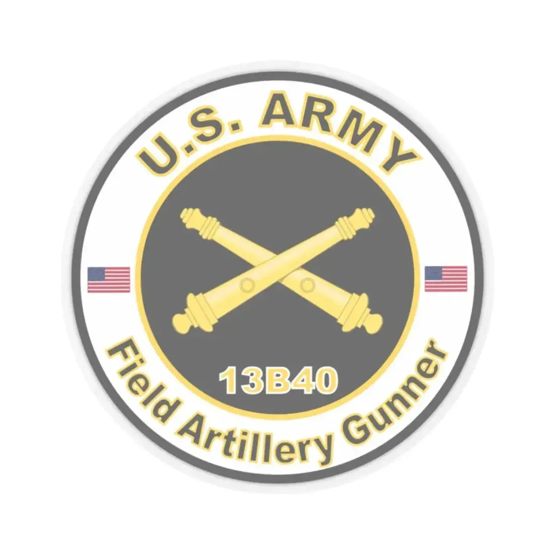 MOS 13B40 Field Artillery Gunner (U.S. Army) STICKER Vinyl Kiss-Cut Decal 2 Inch Transparent - The Sticker Space