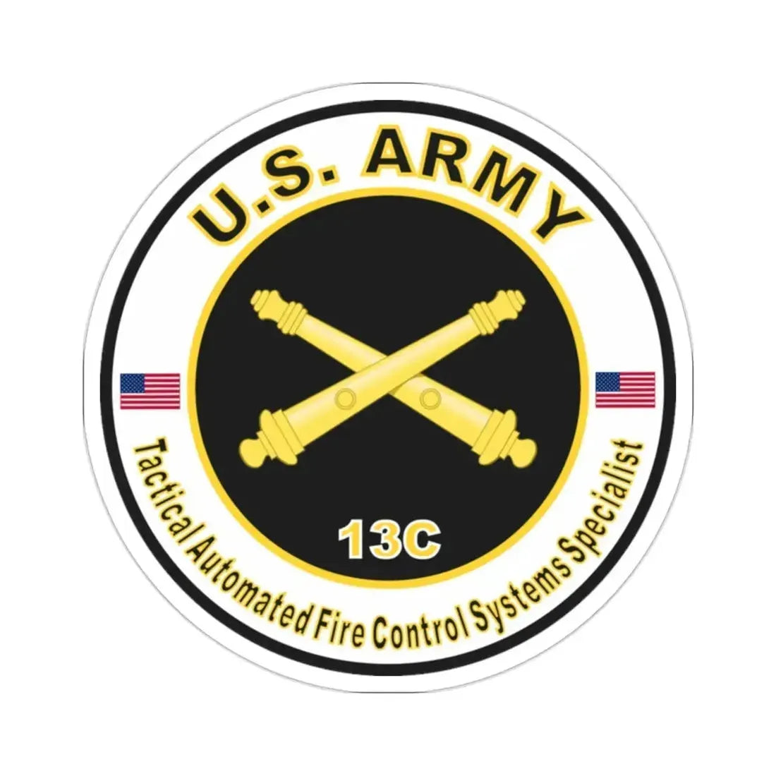 MOS 13C Tactical Automated Fire Control Systems Specialist (U.S. Army) STICKER Vinyl Die-Cut Decal 2 Inch - The Sticker Space
