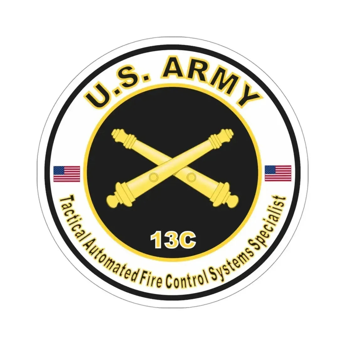 MOS 13C Tactical Automated Fire Control Systems Specialist (U.S. Army) STICKER Vinyl Die-Cut Decal 4 Inch - The Sticker Space
