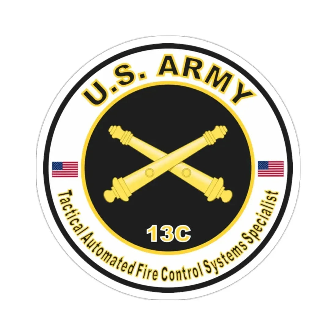 MOS 13C Tactical Automated Fire Control Systems Specialist (U.S. Army) STICKER Vinyl Die-Cut Decal - The Sticker Space