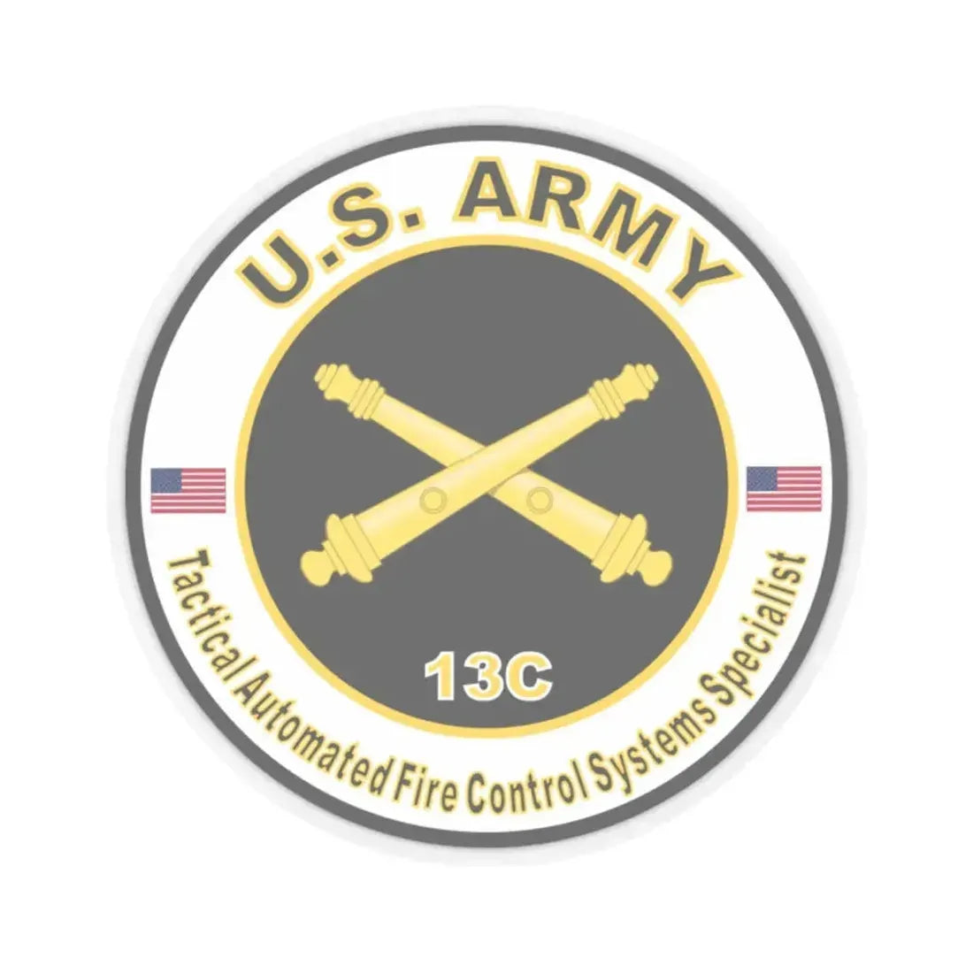 MOS 13C Tactical Automated Fire Control Systems Specialist (U.S. Army) STICKER Vinyl Kiss-Cut Decal 2 Inch Transparent - The Sticker Space