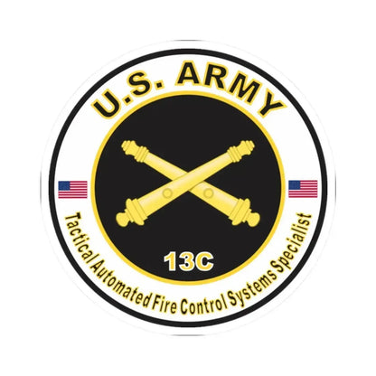 MOS 13C Tactical Automated Fire Control Systems Specialist (U.S. Army) STICKER Vinyl Kiss-Cut Decal 2 Inch White - The Sticker Space