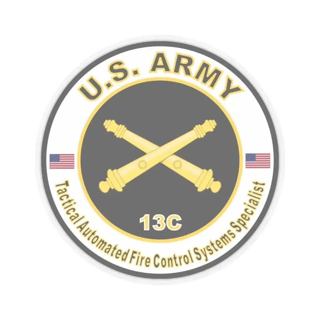 MOS 13C Tactical Automated Fire Control Systems Specialist (U.S. Army) STICKER Vinyl Kiss-Cut Decal 4 Inch Transparent - The Sticker Space