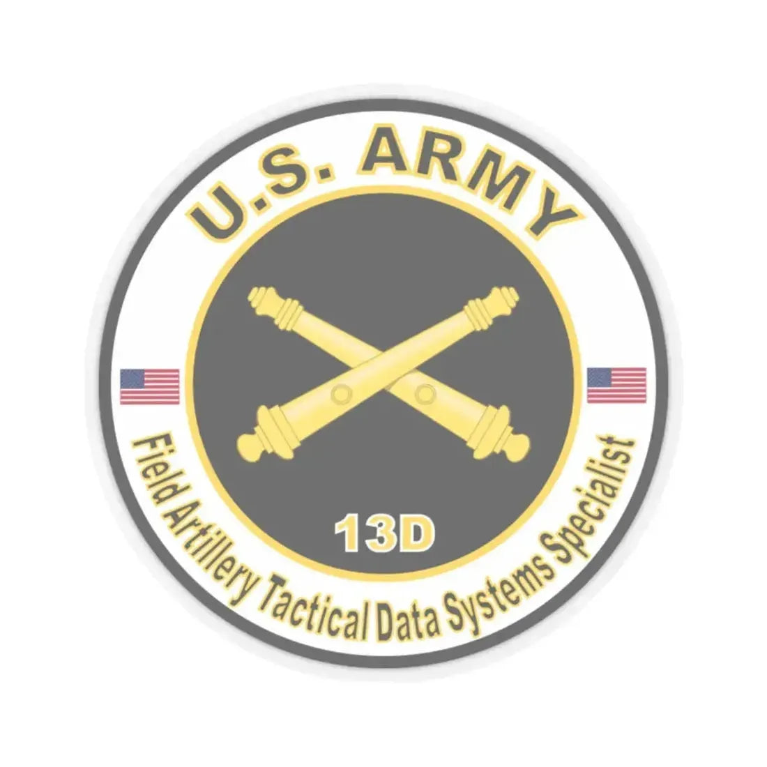 MOS 13D Field Artillery Tactical Data Systems Specialist (U.S. Army) STICKER Vinyl Kiss-Cut Decal 2 Inch Transparent - The Sticker Space