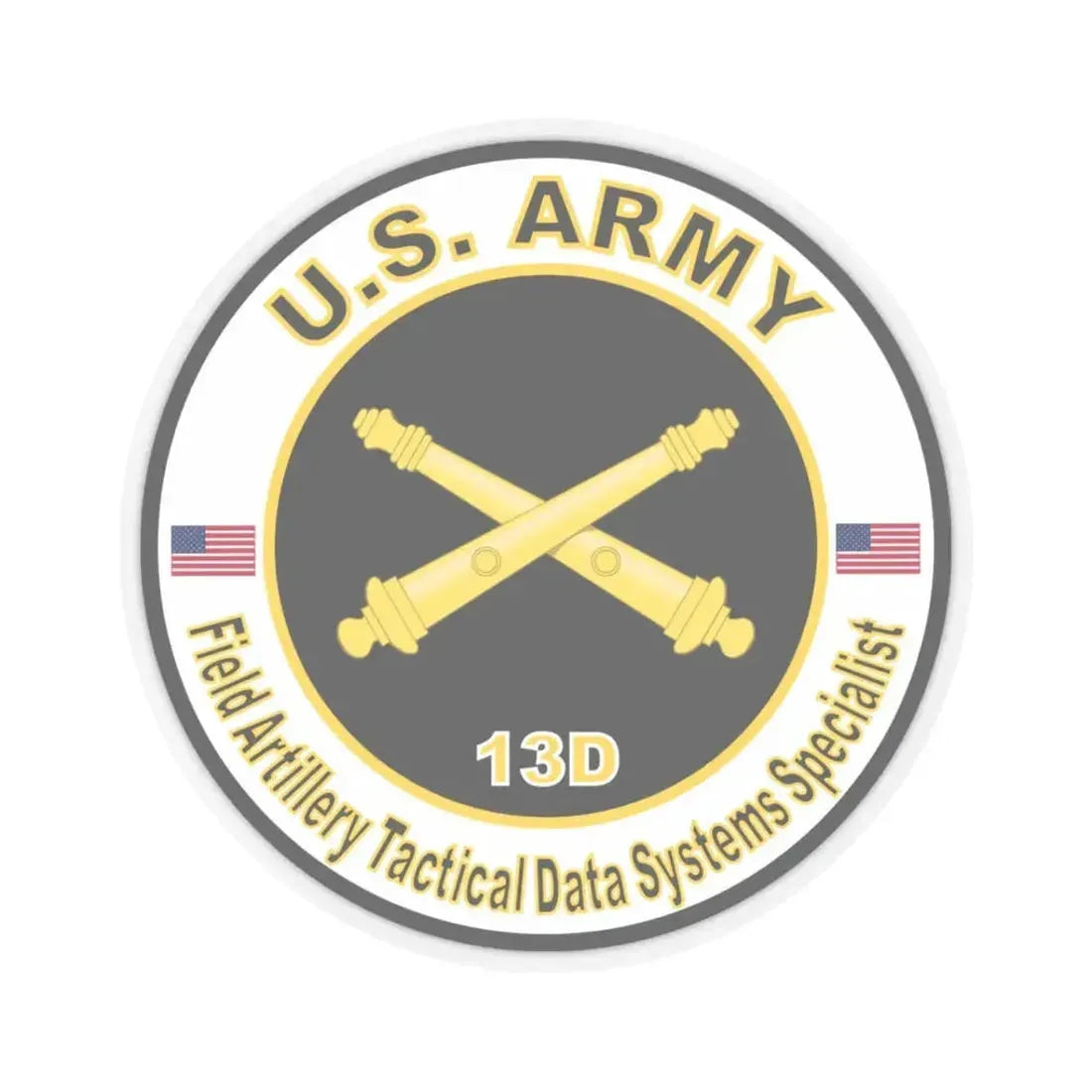 MOS 13D Field Artillery Tactical Data Systems Specialist (U.S. Army) STICKER Vinyl Kiss-Cut Decal 3 Inch Transparent - The Sticker Space