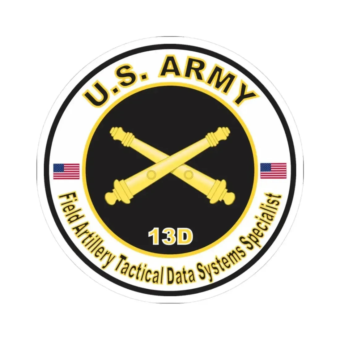 MOS 13D Field Artillery Tactical Data Systems Specialist (U.S. Army) STICKER Vinyl Kiss-Cut Decal 3 Inch White - The Sticker Space