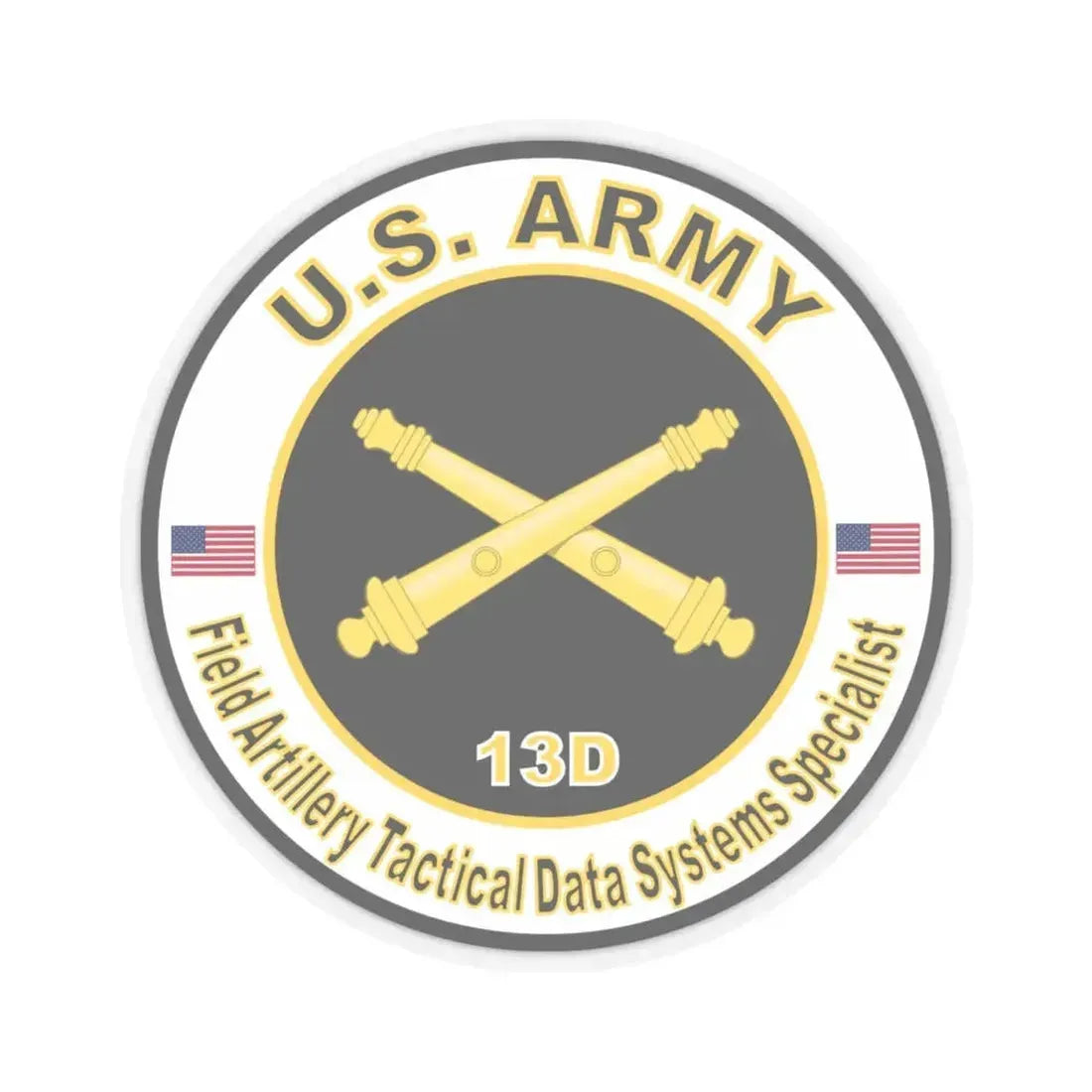 MOS 13D Field Artillery Tactical Data Systems Specialist (U.S. Army) STICKER Vinyl Kiss-Cut Decal 4 Inch Transparent - The Sticker Space