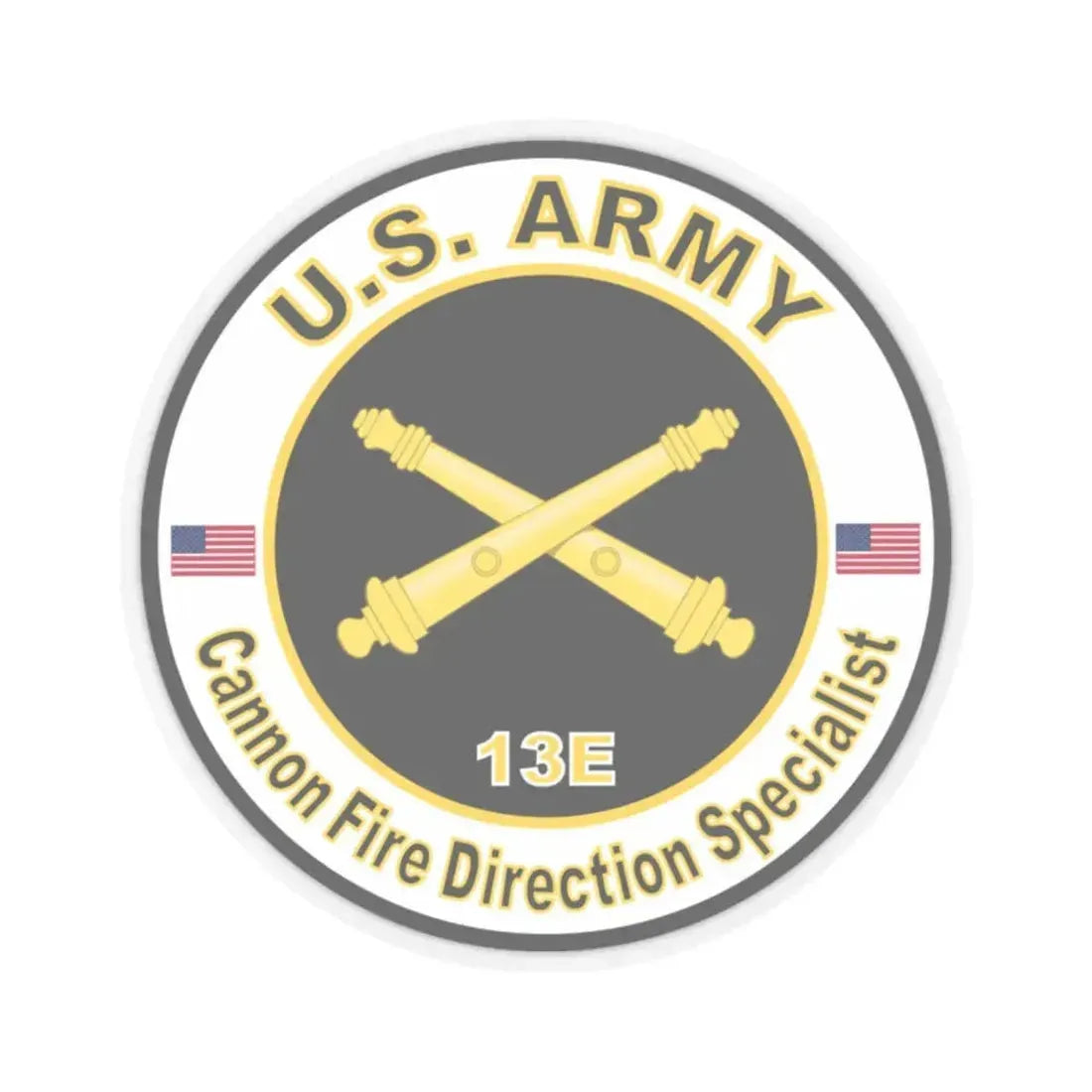 MOS 13E Cannon Fire Direction Specialist (U.S. Army) STICKER Vinyl Kiss-Cut Decal 2 Inch Transparent - The Sticker Space