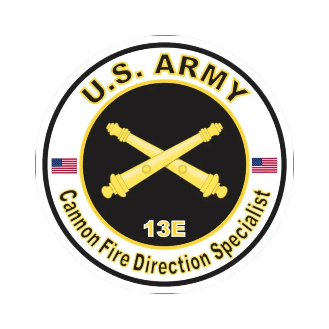 MOS 13E Cannon Fire Direction Specialist (U.S. Army) STICKER Vinyl Kiss-Cut Decal 2 Inch White - The Sticker Space