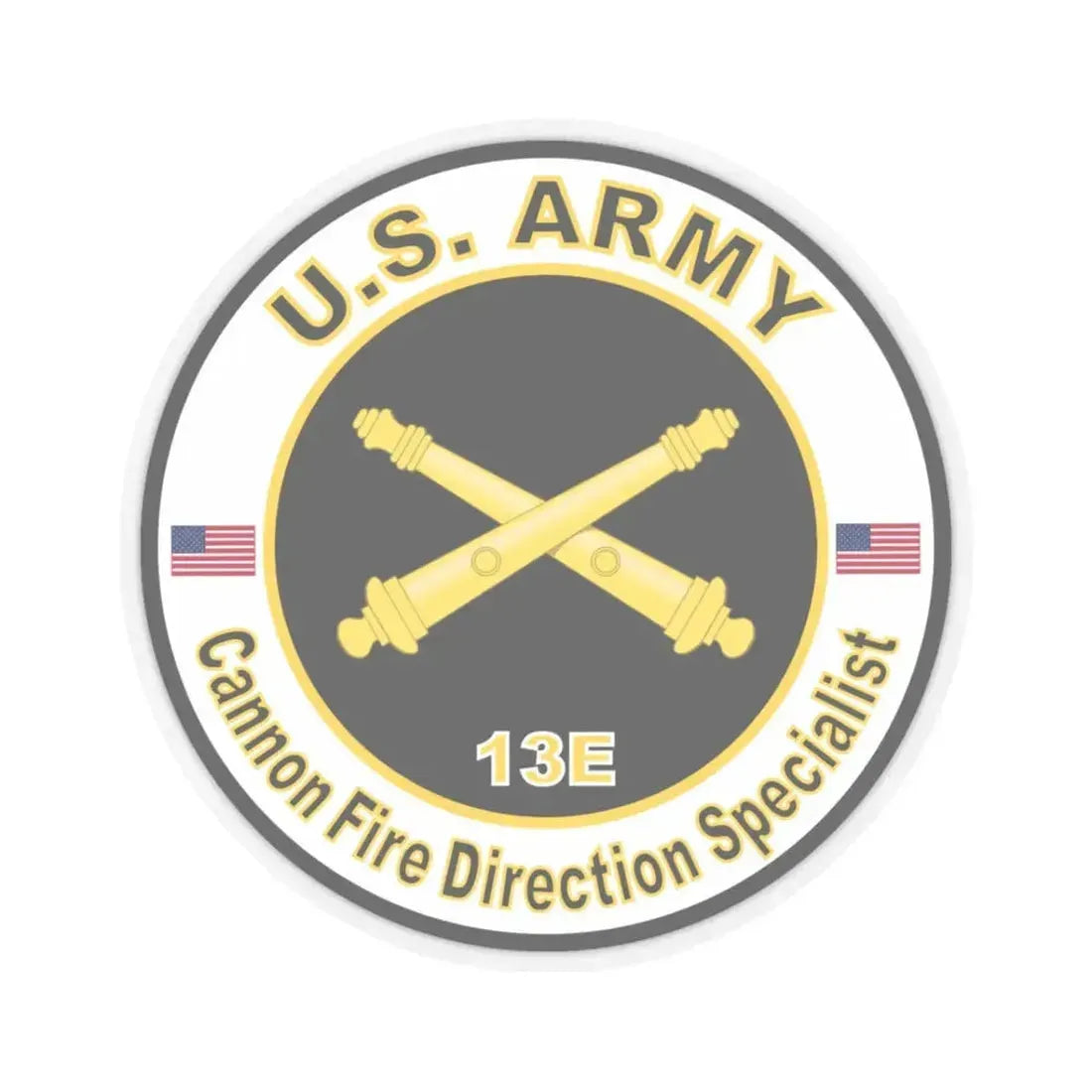 MOS 13E Cannon Fire Direction Specialist (U.S. Army) STICKER Vinyl Kiss-Cut Decal 3 Inch Transparent - The Sticker Space