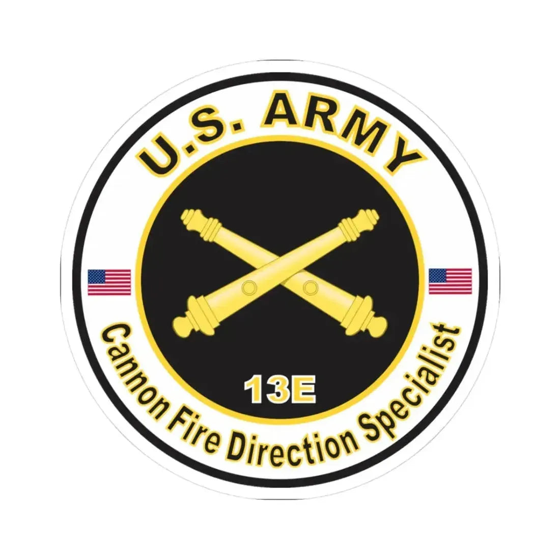 MOS 13E Cannon Fire Direction Specialist (U.S. Army) STICKER Vinyl Kiss-Cut Decal 3 Inch White - The Sticker Space