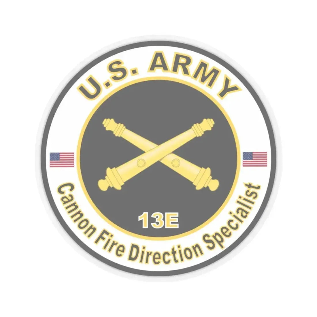 MOS 13E Cannon Fire Direction Specialist (U.S. Army) STICKER Vinyl Kiss-Cut Decal 4 Inch Transparent - The Sticker Space