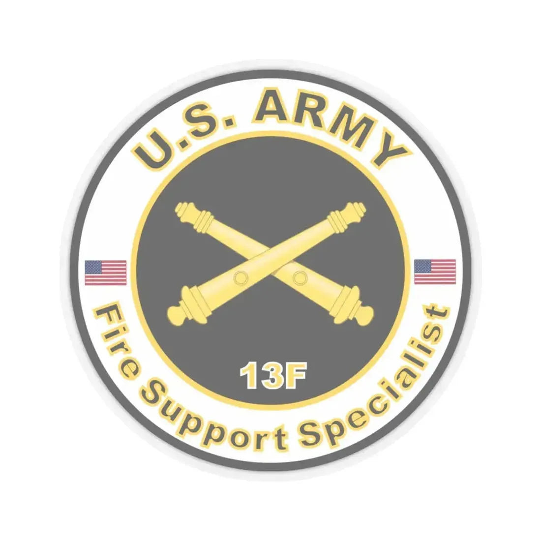 MOS 13F Fire Support Specialist (U.S. Army) STICKER Vinyl Kiss-Cut Decal 4 Inch Transparent - The Sticker Space