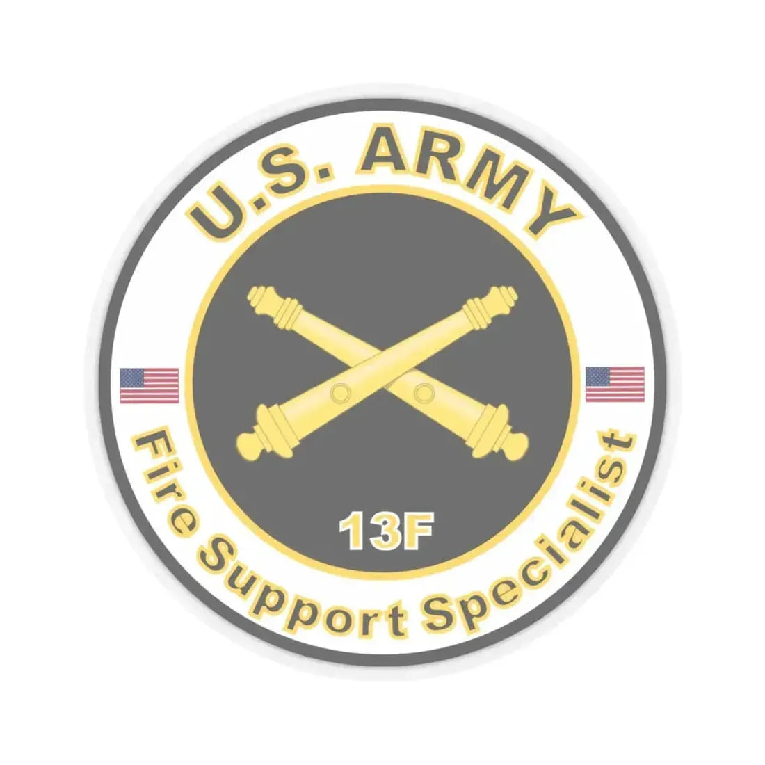 MOS 13F Fire Support Specialist (U.S. Army) STICKER Vinyl Kiss-Cut Decal 6 Inch Transparent - The Sticker Space