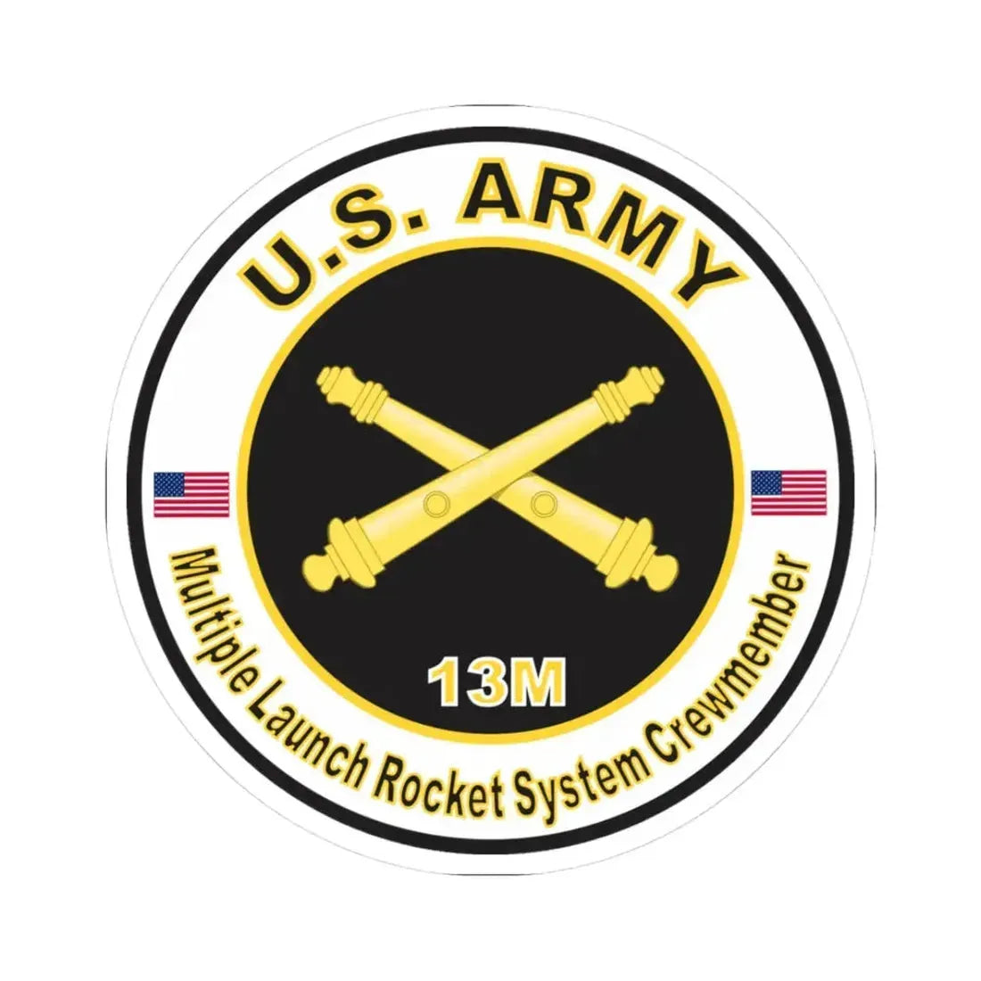 MOS 13M Multiple Launch Rocket System Crewmember (U.S. Army) STICKER Vinyl Kiss-Cut Decal 3 Inch White - The Sticker Space