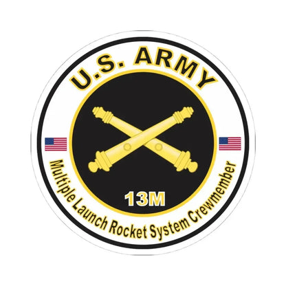 MOS 13M Multiple Launch Rocket System Crewmember (U.S. Army) STICKER Vinyl Kiss-Cut Decal 4 Inch White - The Sticker Space
