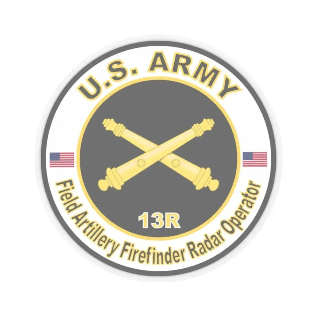 MOS 13R Field Artillery Firefinder Radar Operator (U.S. Army) STICKER Vinyl Kiss-Cut Decal 2 Inch Transparent - The Sticker Space
