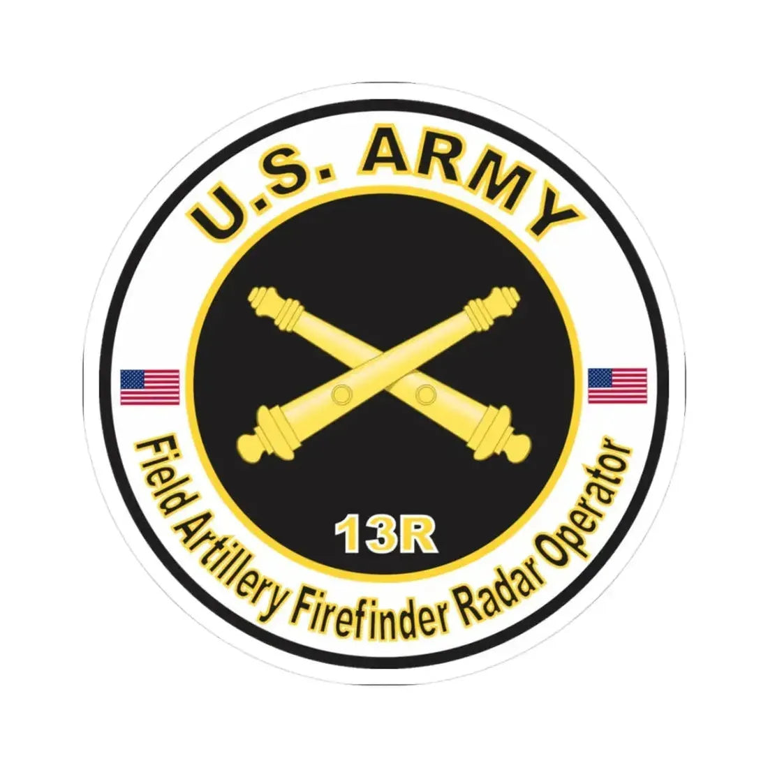 MOS 13R Field Artillery Firefinder Radar Operator (U.S. Army) STICKER Vinyl Kiss-Cut Decal 3 Inch White - The Sticker Space