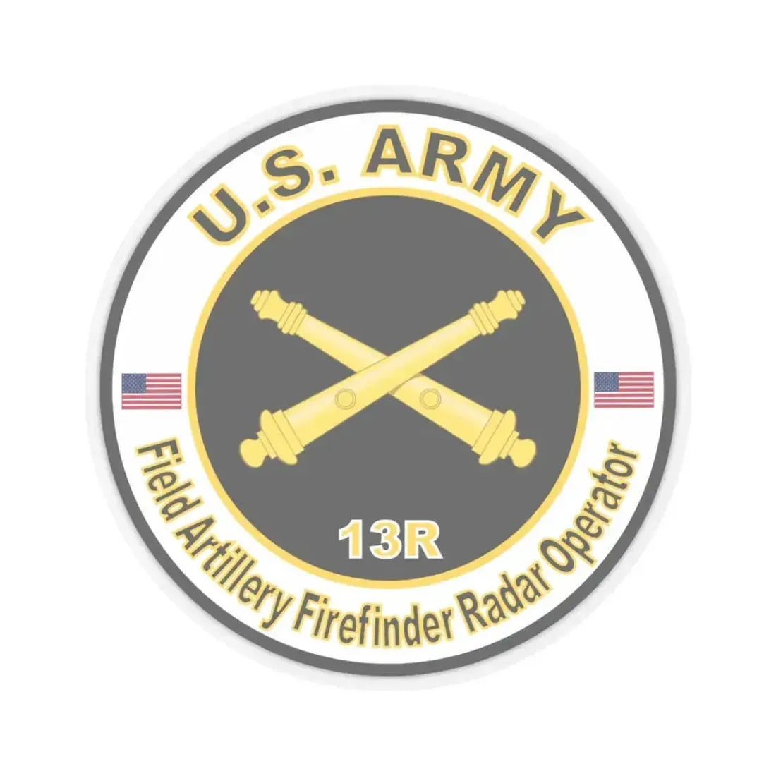 MOS 13R Field Artillery Firefinder Radar Operator (U.S. Army) STICKER Vinyl Kiss-Cut Decal 4 Inch Transparent - The Sticker Space
