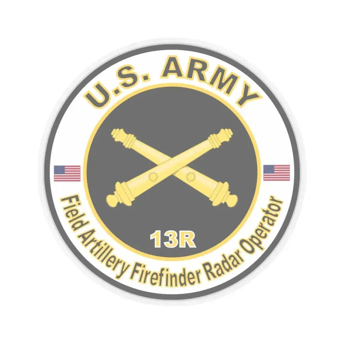 MOS 13R Field Artillery Firefinder Radar Operator (U.S. Army) STICKER Vinyl Kiss-Cut Decal 6 Inch Transparent - The Sticker Space