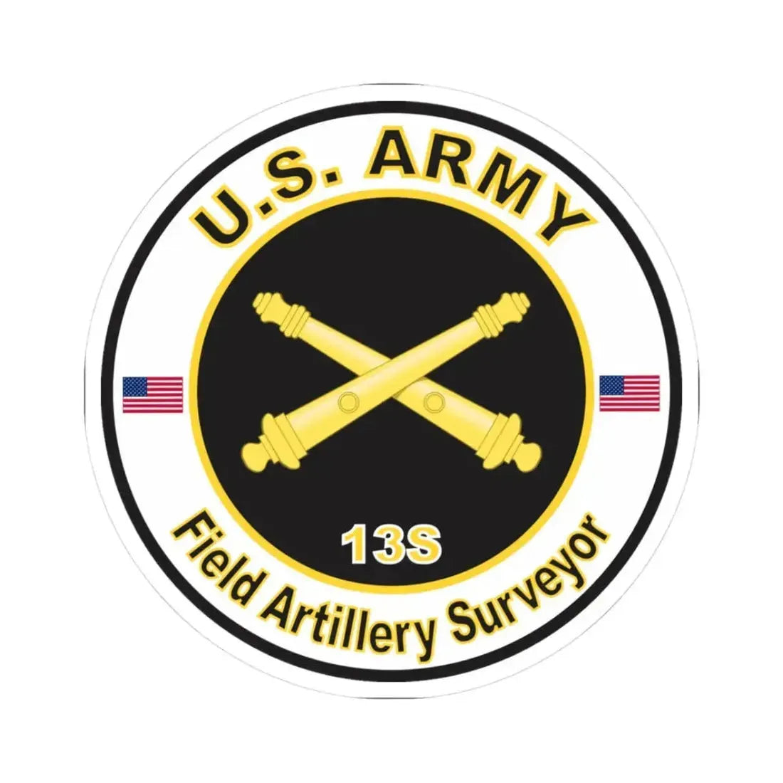 MOS 13S Field Artillery Surveyor (U.S. Army) STICKER Vinyl Kiss-Cut Decal 3 Inch White - The Sticker Space