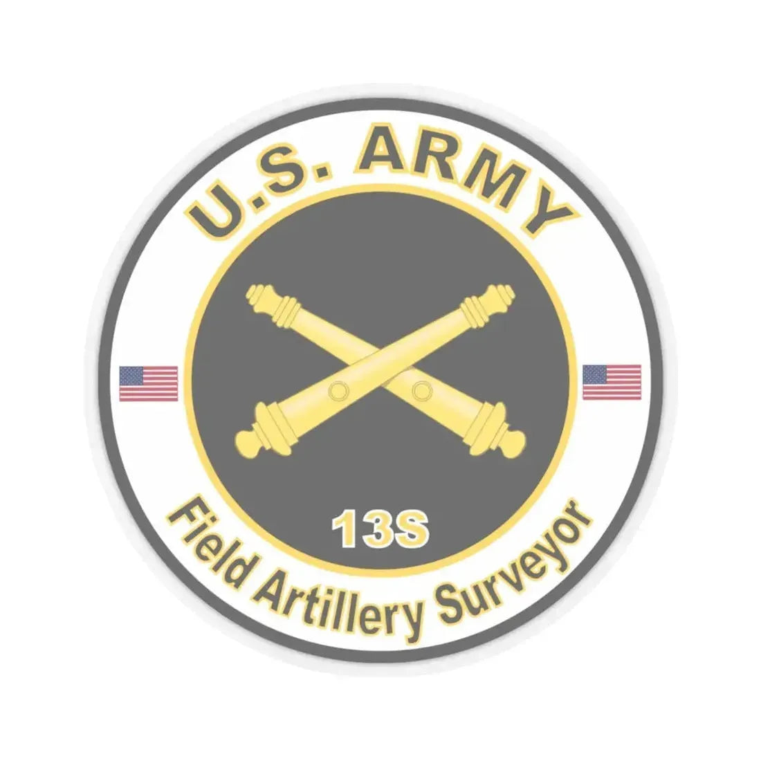 MOS 13S Field Artillery Surveyor (U.S. Army) STICKER Vinyl Kiss-Cut Decal 4 Inch Transparent - The Sticker Space