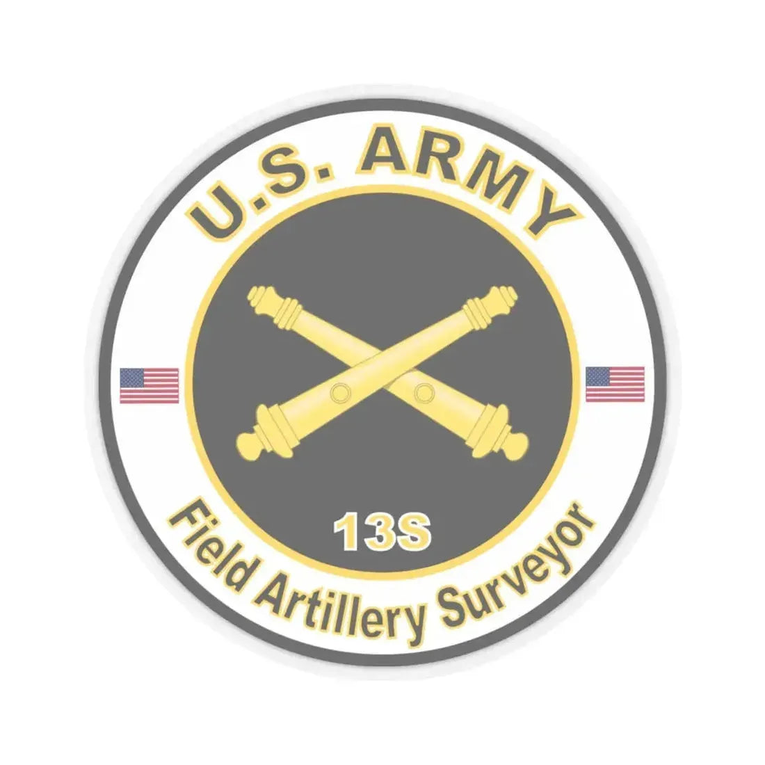 MOS 13S Field Artillery Surveyor (U.S. Army) STICKER Vinyl Kiss-Cut Decal 6 Inch Transparent - The Sticker Space