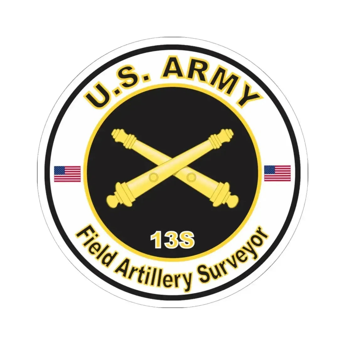 MOS 13S Field Artillery Surveyor (U.S. Army) STICKER Vinyl Kiss-Cut Decal 6 Inch White - The Sticker Space