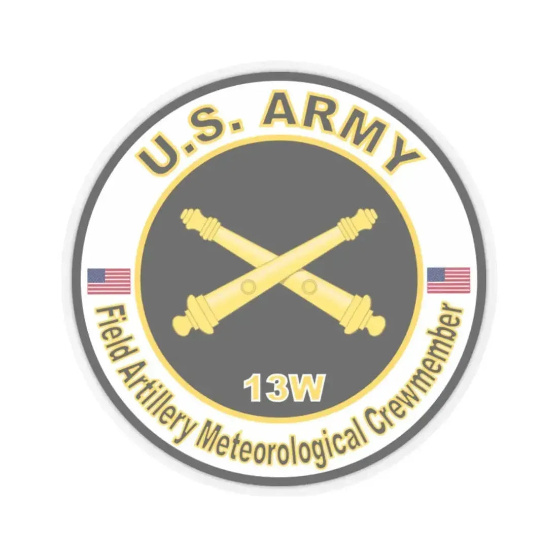 MOS 13W Field Meteorological Crewmember (U.S. Army) STICKER Vinyl Kiss-Cut Decal 2 Inch Transparent - The Sticker Space