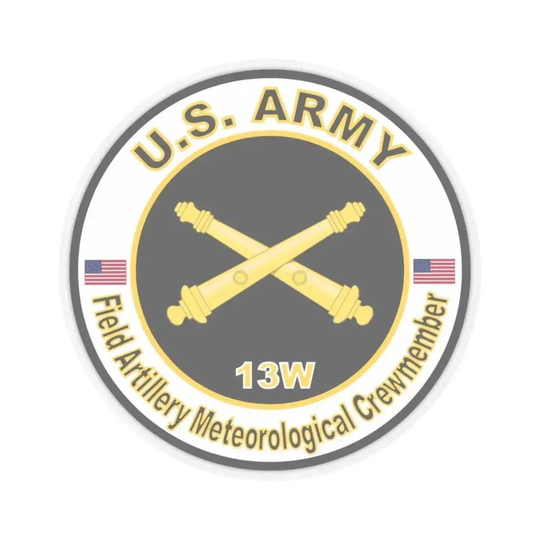 MOS 13W Field Meteorological Crewmember (U.S. Army) STICKER Vinyl Kiss-Cut Decal 3 Inch Transparent - The Sticker Space