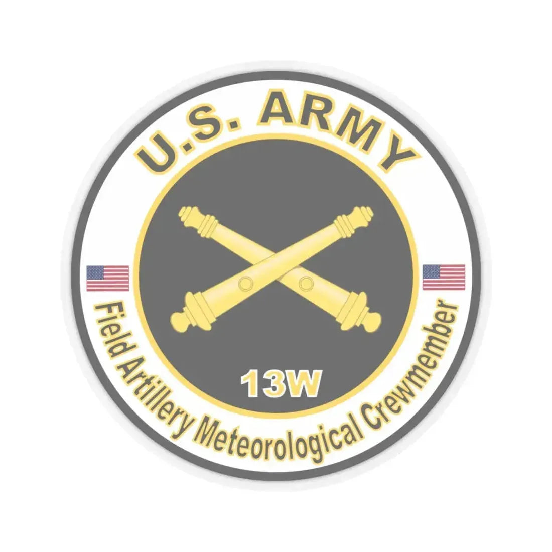MOS 13W Field Meteorological Crewmember (U.S. Army) STICKER Vinyl Kiss-Cut Decal 4 Inch Transparent - The Sticker Space