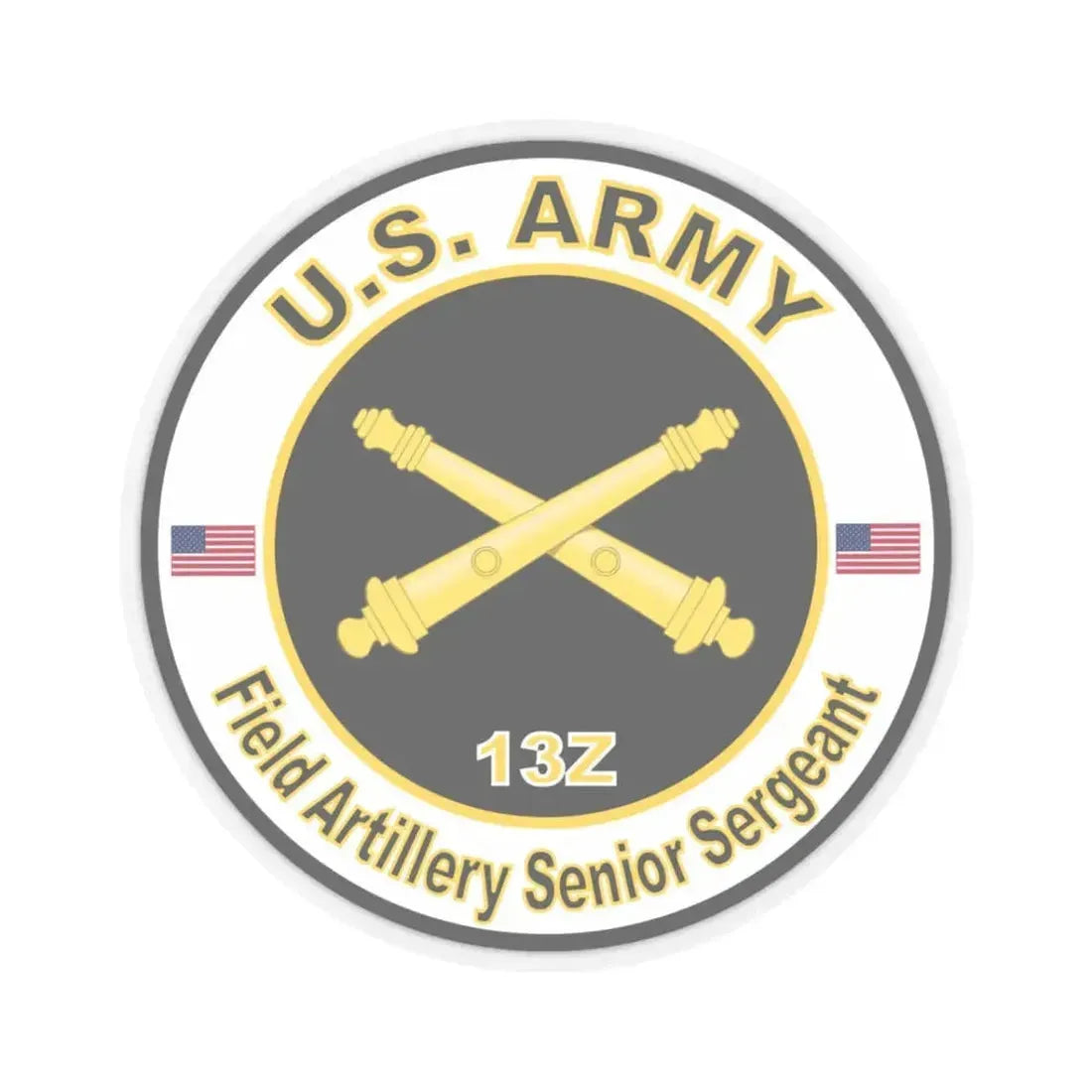MOS 13Z Field Artillery Senior Sergeant (U.S. Army) STICKER Vinyl Kiss-Cut Decal 3 Inch Transparent - The Sticker Space