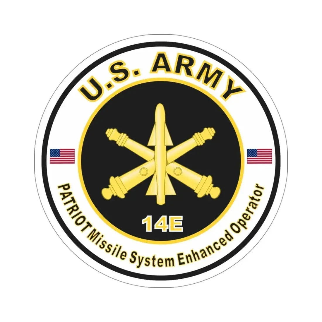 MOS 14E Patriot Missile System Enhanced Operator (U.S. Army) STICKER Vinyl Die-Cut Decal 4 Inch - The Sticker Space