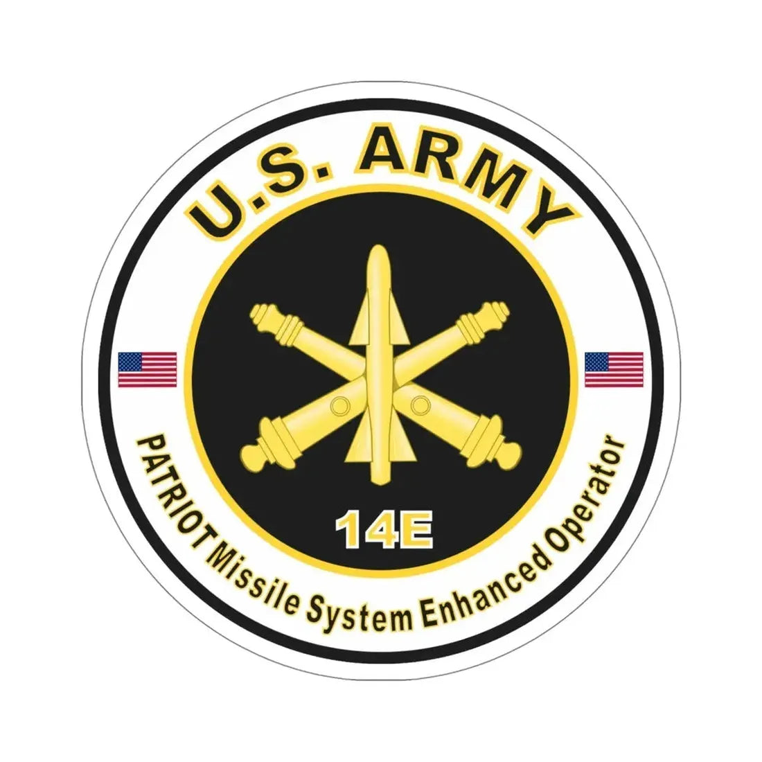 MOS 14E Patriot Missile System Enhanced Operator (U.S. Army) STICKER Vinyl Die-Cut Decal 5 Inch - The Sticker Space