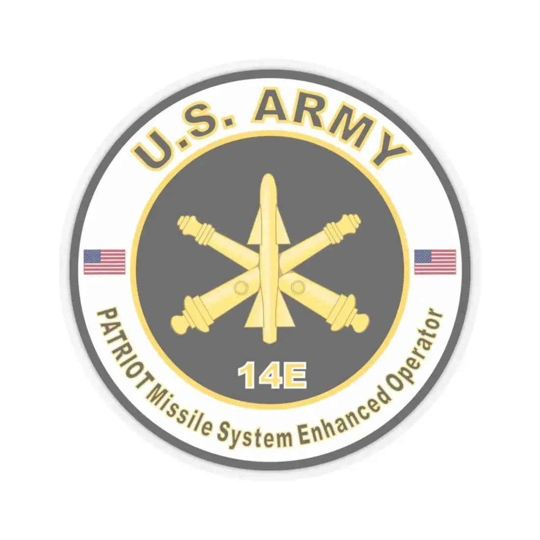 MOS 14E Patriot Missile System Enhanced Operator (U.S. Army) STICKER Vinyl Kiss-Cut Decal 3 Inch Transparent - The Sticker Space