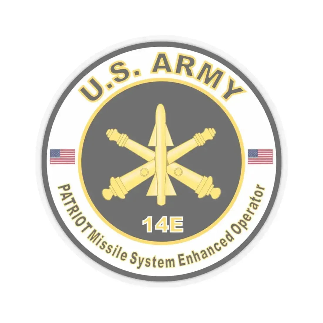 MOS 14E Patriot Missile System Enhanced Operator (U.S. Army) STICKER Vinyl Kiss-Cut Decal 4 Inch Transparent - The Sticker Space