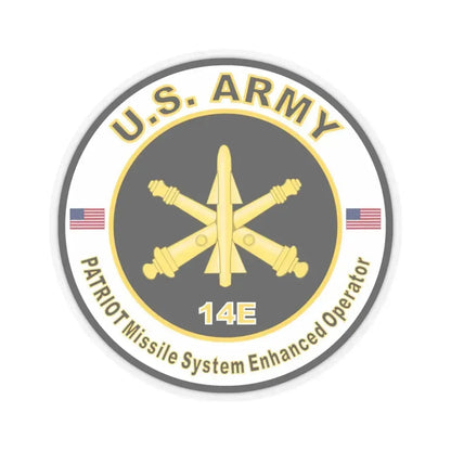 MOS 14E Patriot Missile System Enhanced Operator (U.S. Army) STICKER Vinyl Kiss-Cut Decal 4 Inch Transparent - The Sticker Space