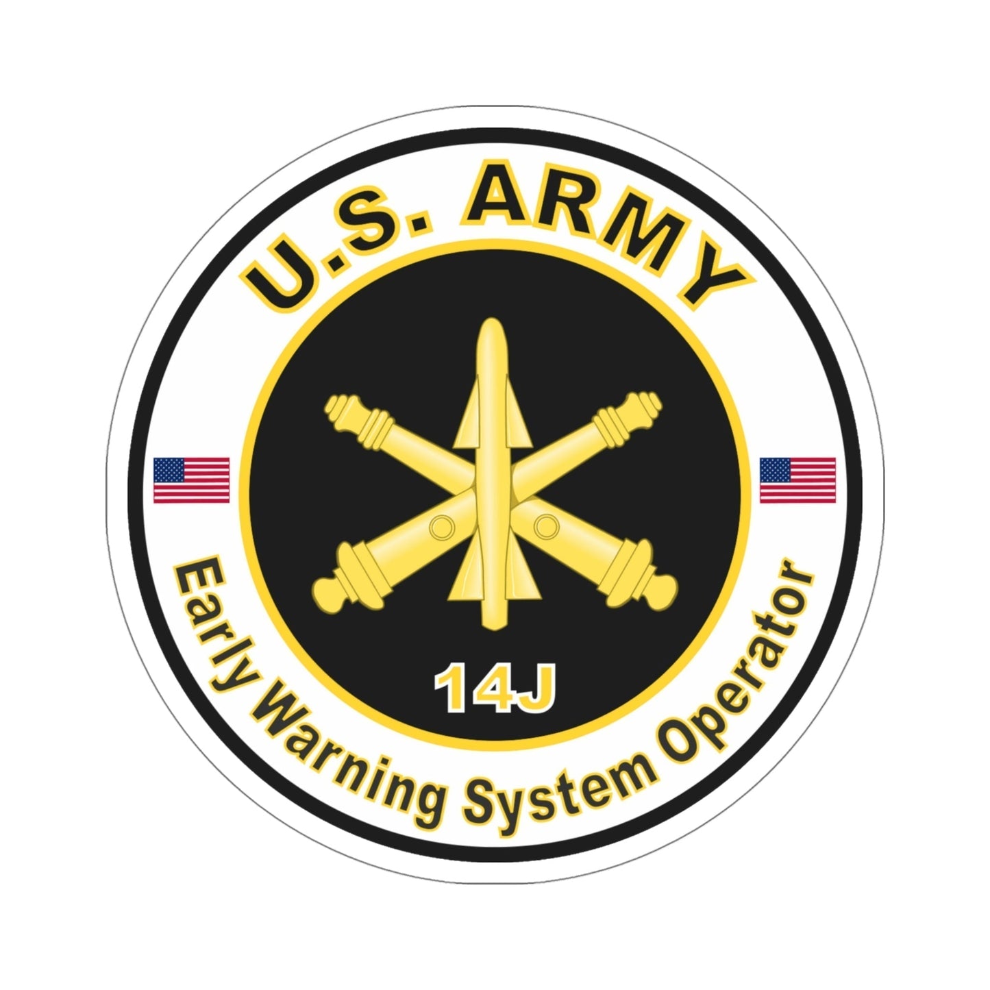 MOS 14J Early Warning System Operator (U.S. Army) STICKER Vinyl Die-Cut Decal-5 Inch-The Sticker Space