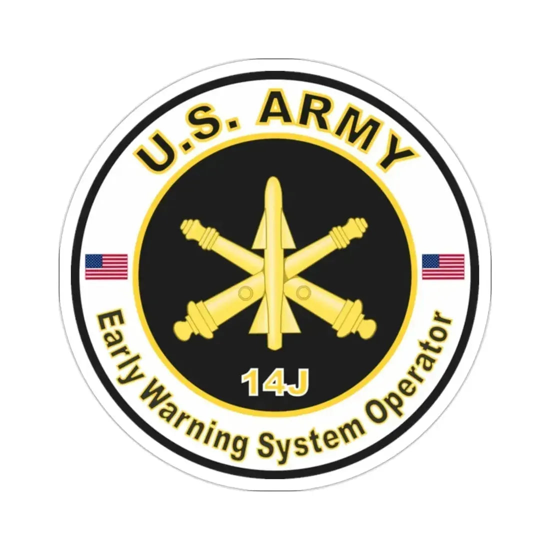 MOS 14J Early Warning System Operator (U.S. Army) STICKER Vinyl Die-Cut Decal 2 Inch - The Sticker Space