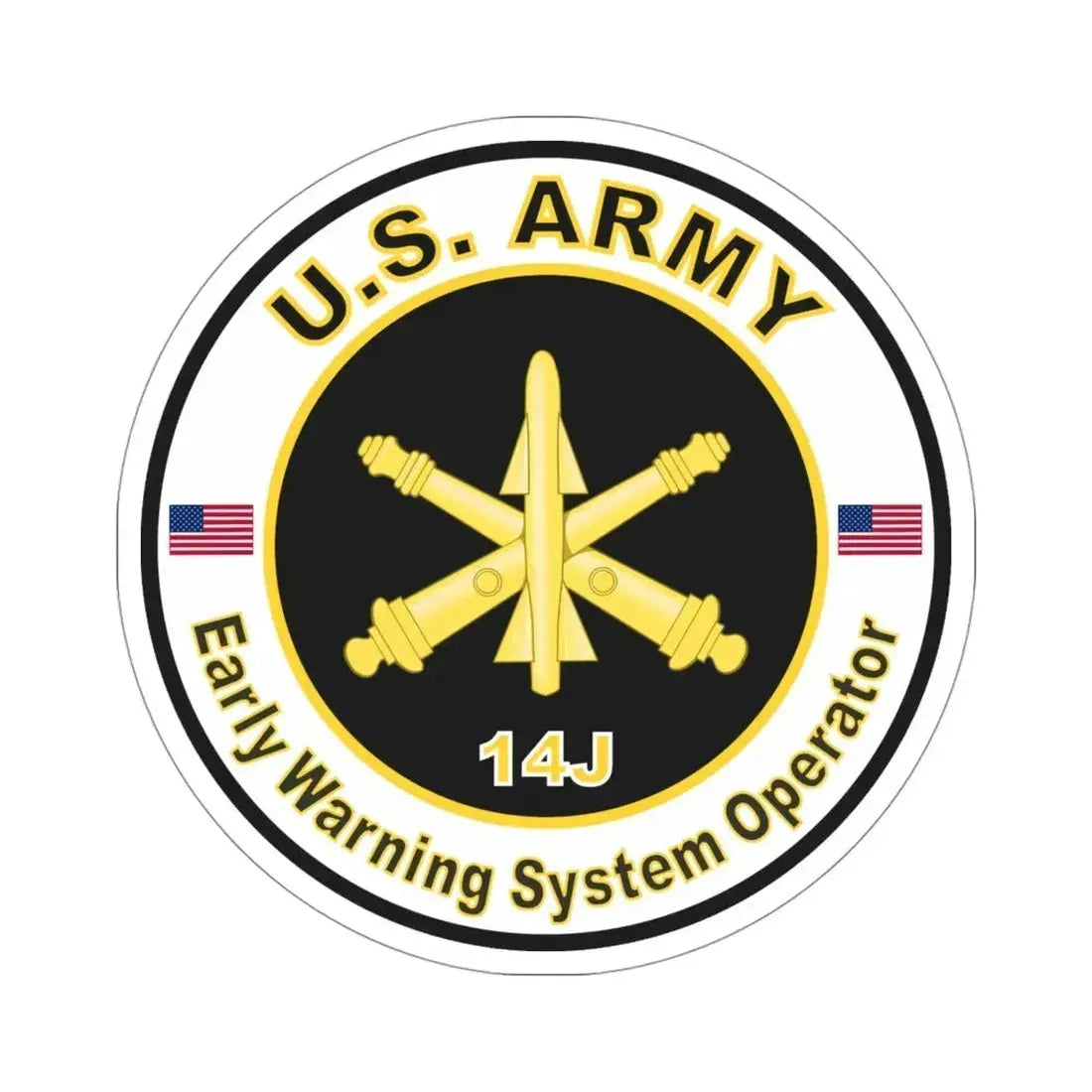 MOS 14J Early Warning System Operator (U.S. Army) STICKER Vinyl Die-Cut Decal 4 Inch - The Sticker Space