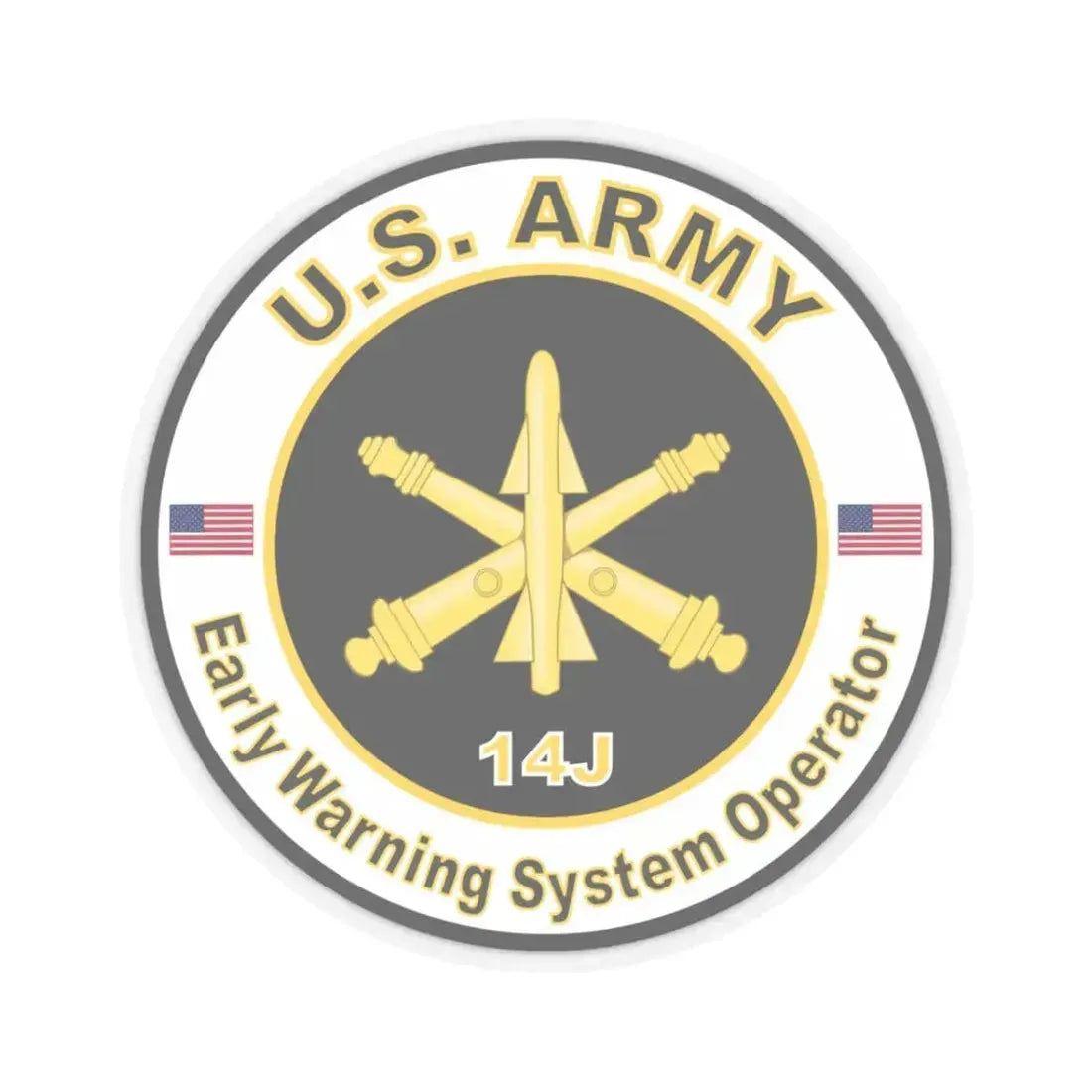 MOS 14J Early Warning System Operator (U.S. Army) STICKER Vinyl Kiss-Cut Decal 3 Inch Transparent - The Sticker Space