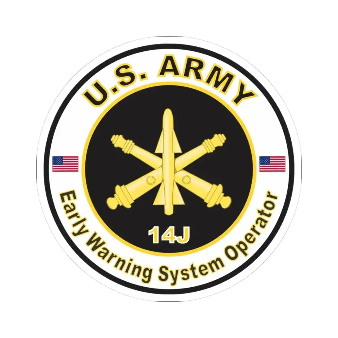 MOS 14J Early Warning System Operator (U.S. Army) STICKER Vinyl Kiss-Cut Decal 3 Inch White - The Sticker Space