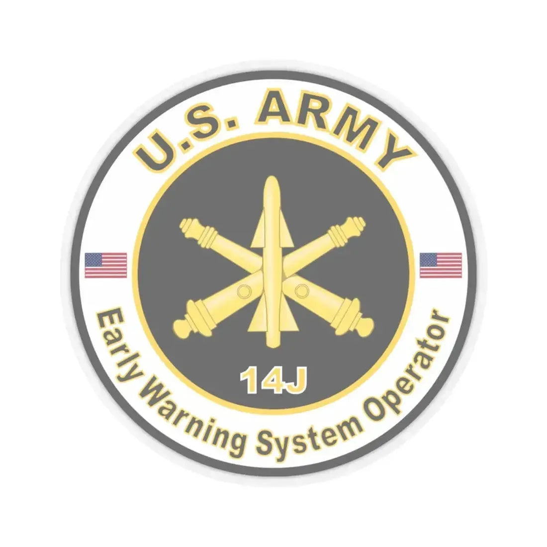 MOS 14J Early Warning System Operator (U.S. Army) STICKER Vinyl Kiss-Cut Decal 4 Inch Transparent - The Sticker Space